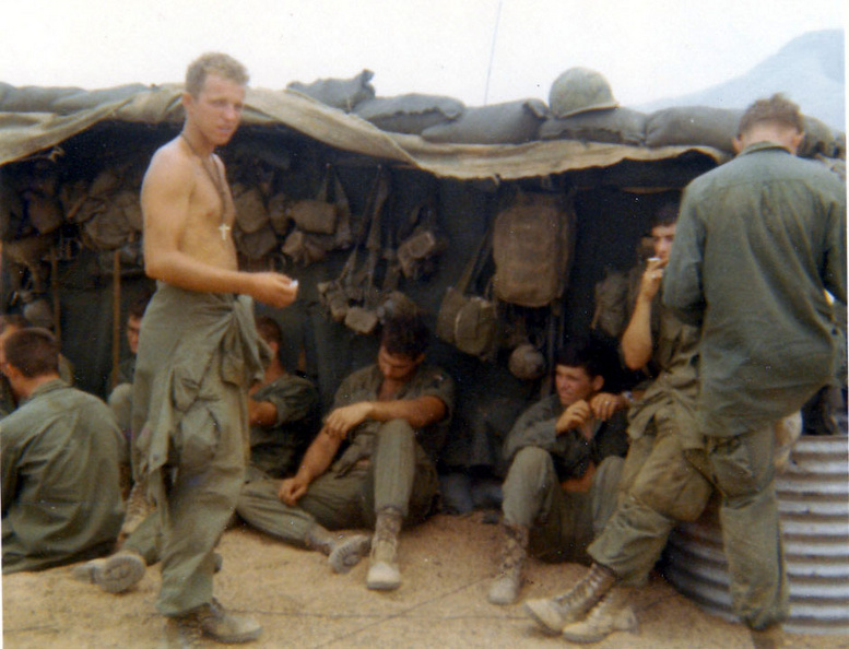 January 1969 - Firebase Birmingham - the dude standing with no shirt is Pfc Gary Gere (Buffalo, NY area) - I've forgotten the names of the other men. - January 1969 - Firebase Birmingham - the dude standing with no shirt is Pfc Gary Gere (Buffalo, NY area) - I've forgotten the names of the other men. ArtMarotto_04_FBBirmingham69_2.jpg